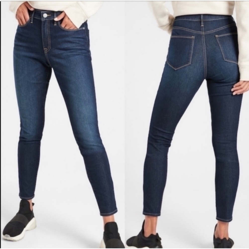 Athleta Womens Sculptek Skinny Midnight Jeans Size 2.
